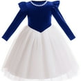thumbnail image 1 of Girls Velvet Christmas Dress Long Sleeve Princess Birthday Party Wedding Dress, 1 of 5
