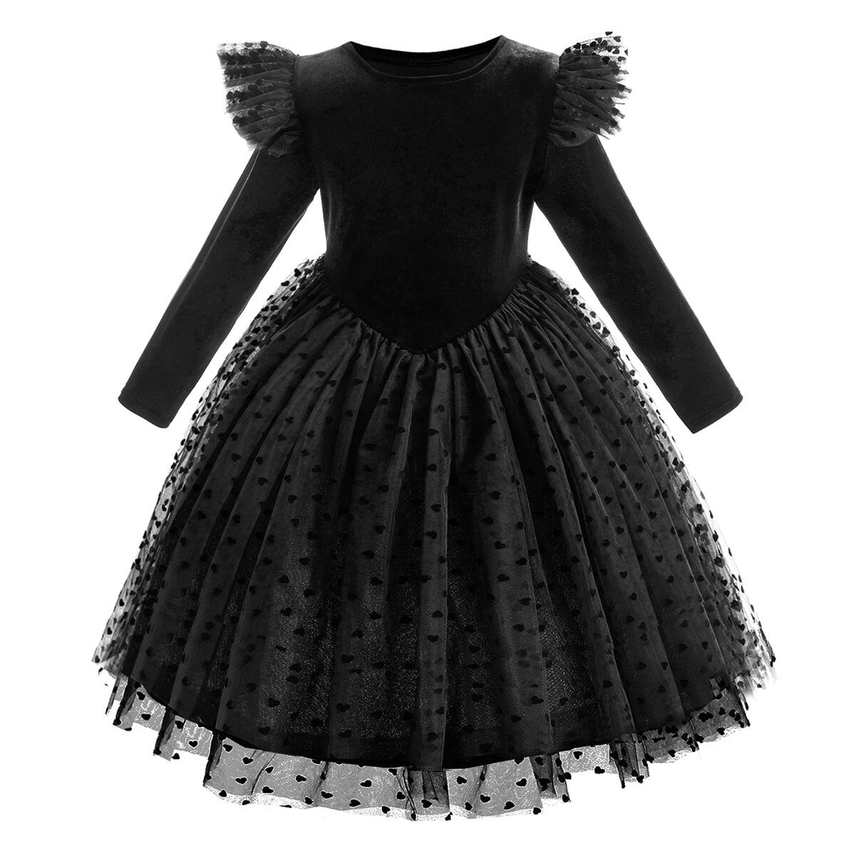 Vintage Velvet Long Sleeve Girls Dress Party Pageant Gown
