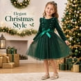 thumbnail image 1 of Girls Velvet Christmas Party Dress, Pearl Tutu Gown for Little Girls Winter Holiday, 1 of 8