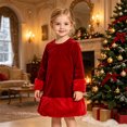 thumbnail image 1 of Girls Velvet Dress Girls Long Sleeve Xmas Party Dress (Red1), 1 of 3