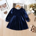 thumbnail image 1 of Girls Velvet-Dresses Long Sleeve 9M-4Y Toddlers Kids Fall Winter Cute Crewneck Solid Color Bowknot Soft Pullover Going Out Peplum Long Maxi Dress, 1 of 4