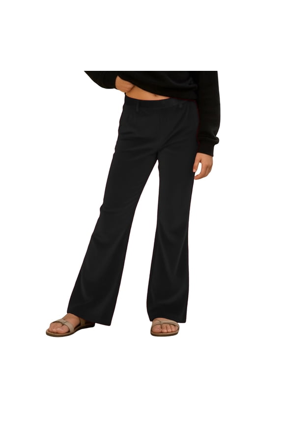 Girls Velvet Flare Leggings High Waist Bottoms for Kids Yoga Dance Pants with Pockets for Party Ages 5-16 Years