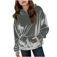 thumbnail image 1 of Girls Velvet Hoodie Top Casual Oversized Pullover Sportswear Kids Winter Warm Cotton Long Sleeve Soft Hooded Sweatshirt Hoody Kids Cute Pullovers Top Fall Clothes with Pocket, 1 of 5