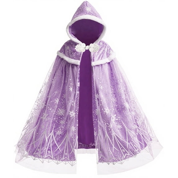 Girls Velvet Princess Cape Kids Hooded Fancy Cloak Dress up Cape Ice Outfit