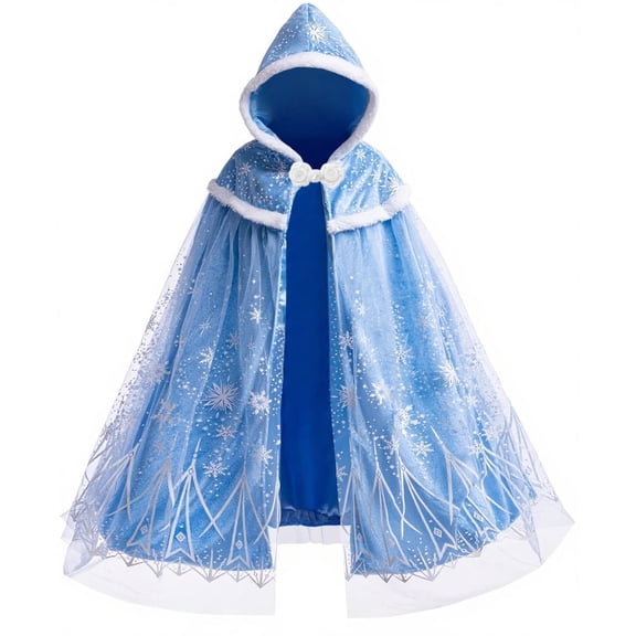 Girls Velvet Princess Cape Kids Hooded Fancy Cloak Dress up Cape Ice Outfit