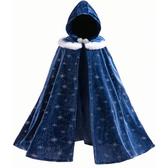 Girls  Velvet Princess Cape for Elsa  Kids Snow Hooded Cloak 2-10Years
