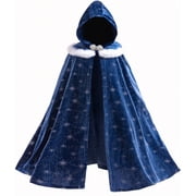 PURFEEL Girls Velvet Princess Cape Kids Snow Hooded Cloak 2-10Years