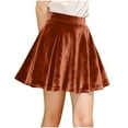 thumbnail image 1 of Girls Velvet Skirt Stretch High Waist Pleated Skirts Casual Comfy Skater Mini Dress 5-15 Years, 1 of 6