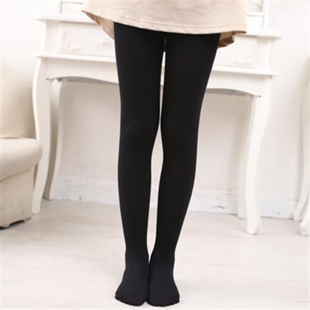 X&F Girls' Solid Warm Thick Footed Tights Winter Dance Leggings Stockings