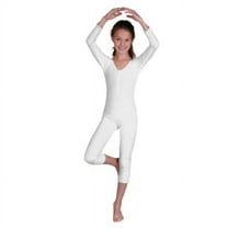 Girls Velvet Unitard, White - Medium 7-8