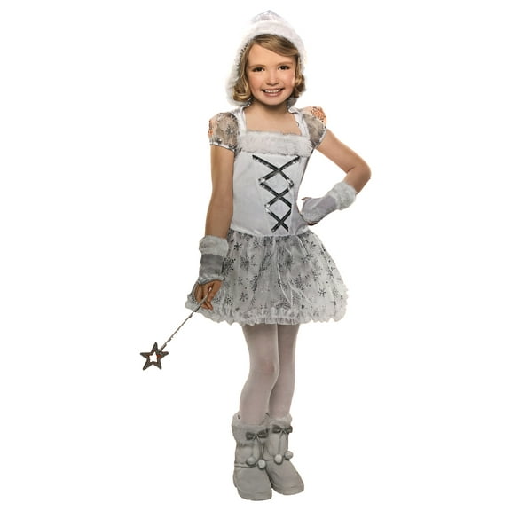 Girls Velvety White Snowflake Princess Dress Halloween Costume Large (10-12)