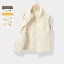 Vest for Girls Stand Up Collar Sleeveless Teddy Design Short Zip Winter Jacket Cozy Warm Clothing for Outdoor Activities and Layering