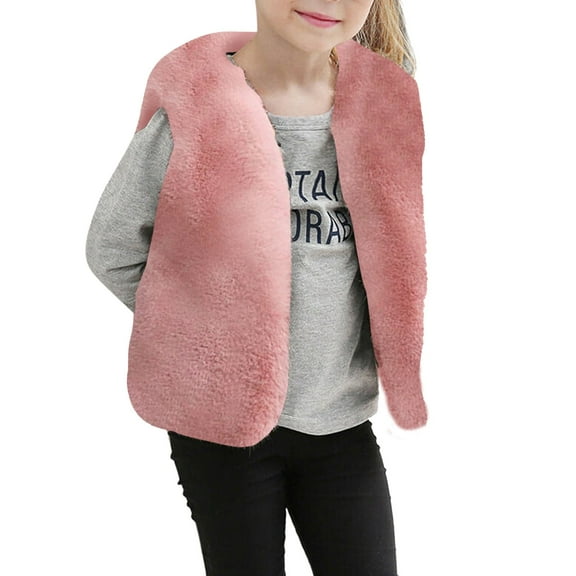 Girls Vest Winter Fuzzy Furry Jacket Coat Fur Waistcoat Windproof Thicken Sleeveless Coat Plush Thick Warm Outwear Winter Clothes