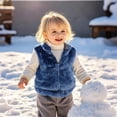 thumbnail image 1 of Girls Vest Zipper Blue Vests Puffy Winter Outfits 6-12M, 1 of 4