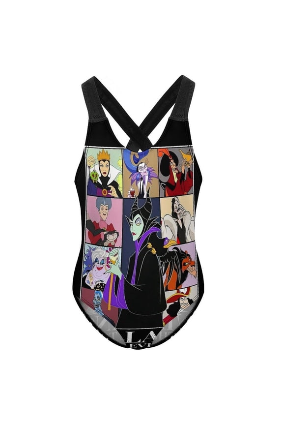 Girls Vill-ain Bad Witche Swimsuit One Piece Bathing Suit for Girls Swimwear