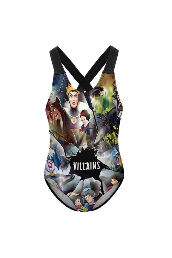 Girls Vill-ain Bad Witche Swimsuit One Piece Bathing Suit for Girls Swimwear