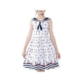 thumbnail image 1 of Girls Vintage Dress Retro 1950s Rockabilly Sailor Collar Water Ripple 12 Years, 1 of 7