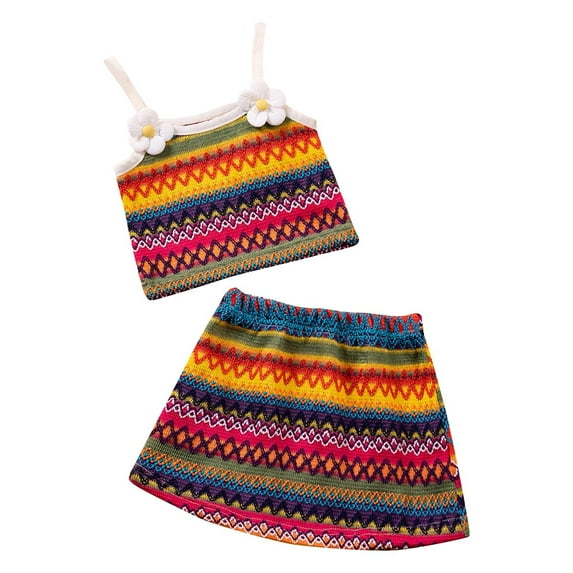 Girls Vintage Floral Camisole and Skirt Set Sleeveless Retro Two-Piece Outfit Summer Casual Ruffle Hem Clothes for Toddler Girls Camisole Skirt Set