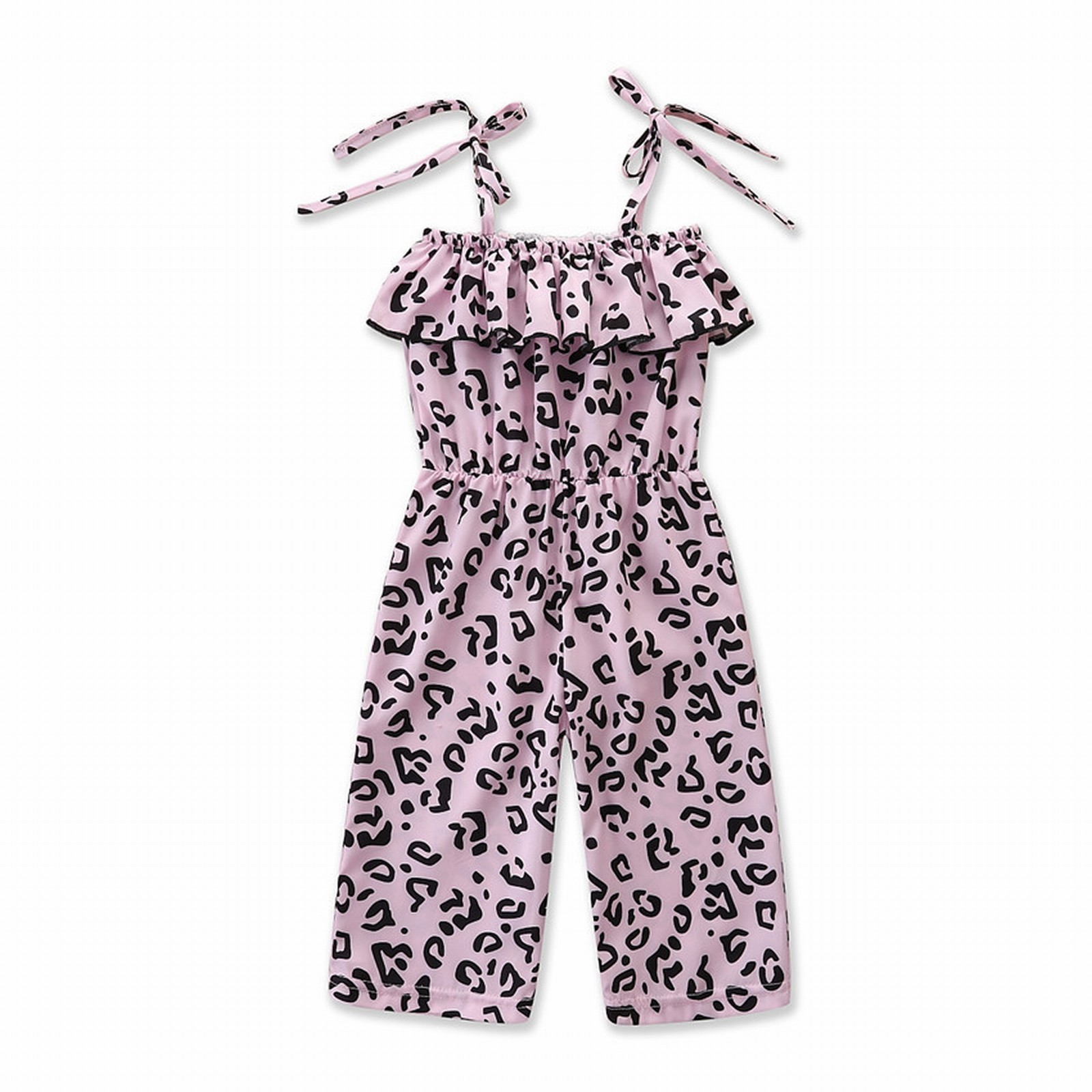 Girls Vintage Girls Leopard Print Suspenders Loose Pants Children's