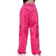 thumbnail image 1 of Girls' Vintage Multi-Pocket Cargo Pants Multi Pockets Lightweight Cotton Solid Color Streetwear School Youth 8-14Y, 1 of 9