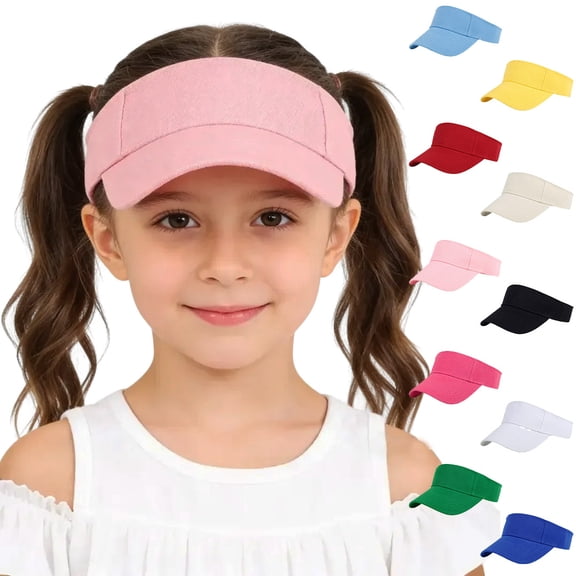 Girls Visor Athletic Sun Hat for Boys Adjustable Golf Visor Hat Youth Outdoor Sport Hat Tennis Hat White One Size