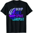 thumbnail image 1 of Girls Volleyball Bump Set Spike Repeat Blue Purple Teen T-Shirt, 1 of 3