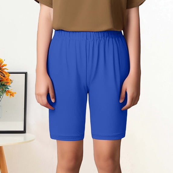 Girls Volleyball Shorts Quick Dry Workout Blue Shorts High Waisted Outfits for Girls 11-12 Years