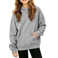 thumbnail image 1 of Girls Waffle Knit Hoodie with Pocket Casual Long Sleeve Trendy Loose Fit Kids Pullover Sweatshirt Fall Clothes Gray 10-12, 1 of 7