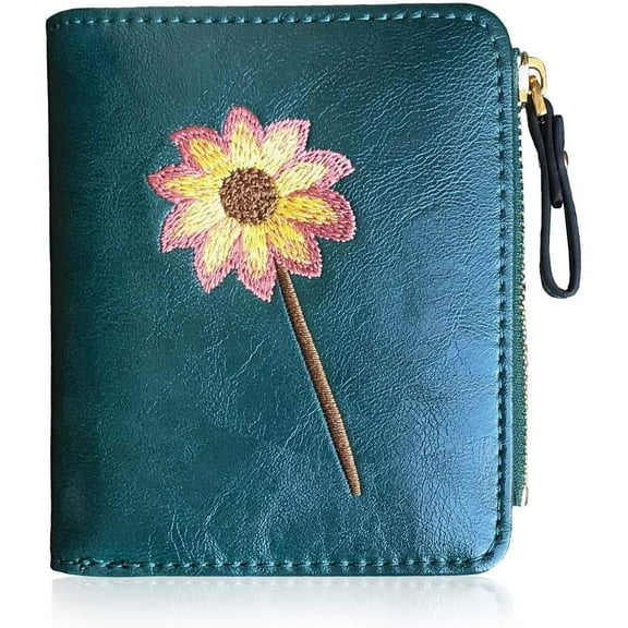 Girls Wallet Small Bifold Womens Wallets Rifd,Compact Female Cute Mini Zipper Coin Card Purse for Teen Girl Kids (Green)