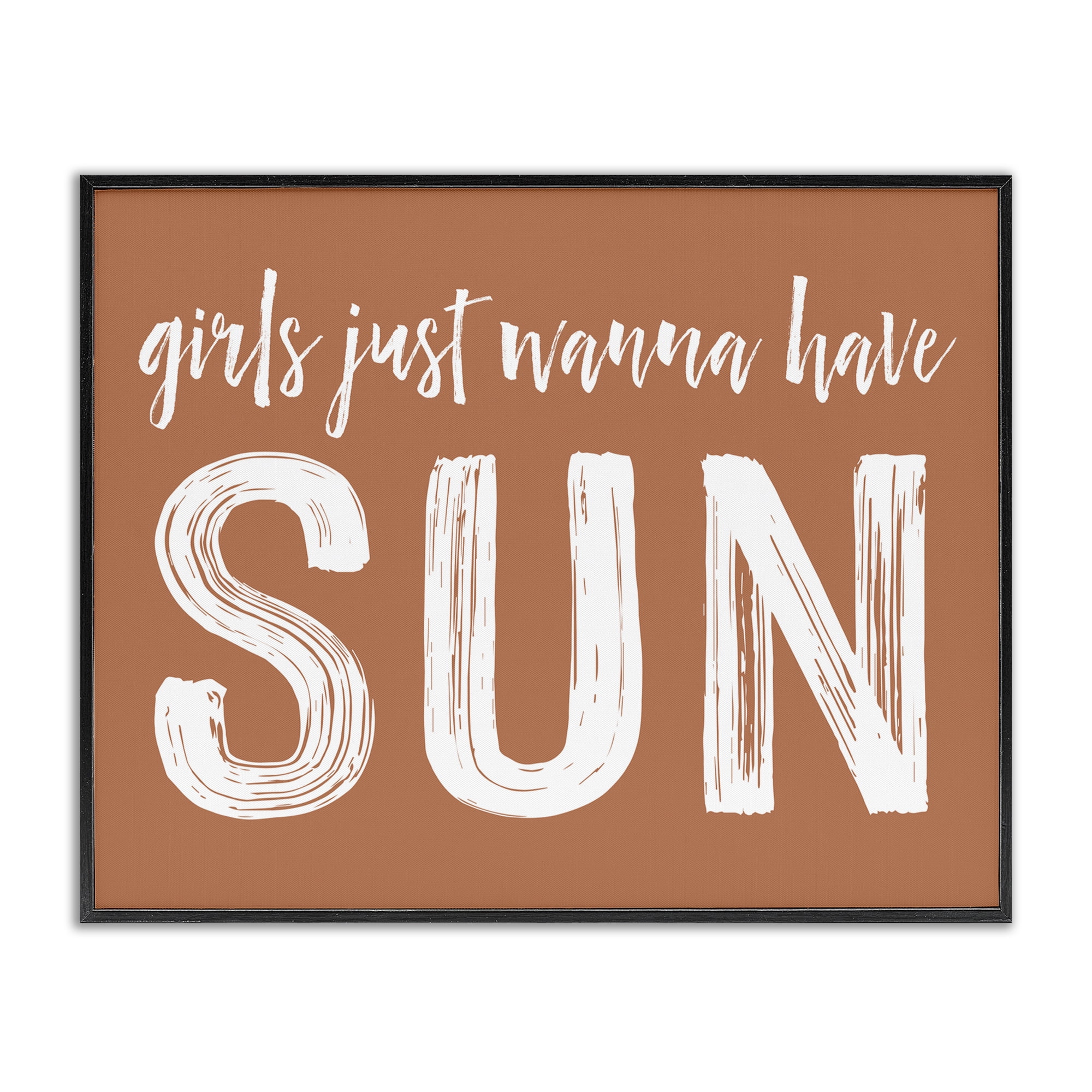 Girls Wanna Have Sun Brown Black Framed Giclee Art, design by Lettered and Lined