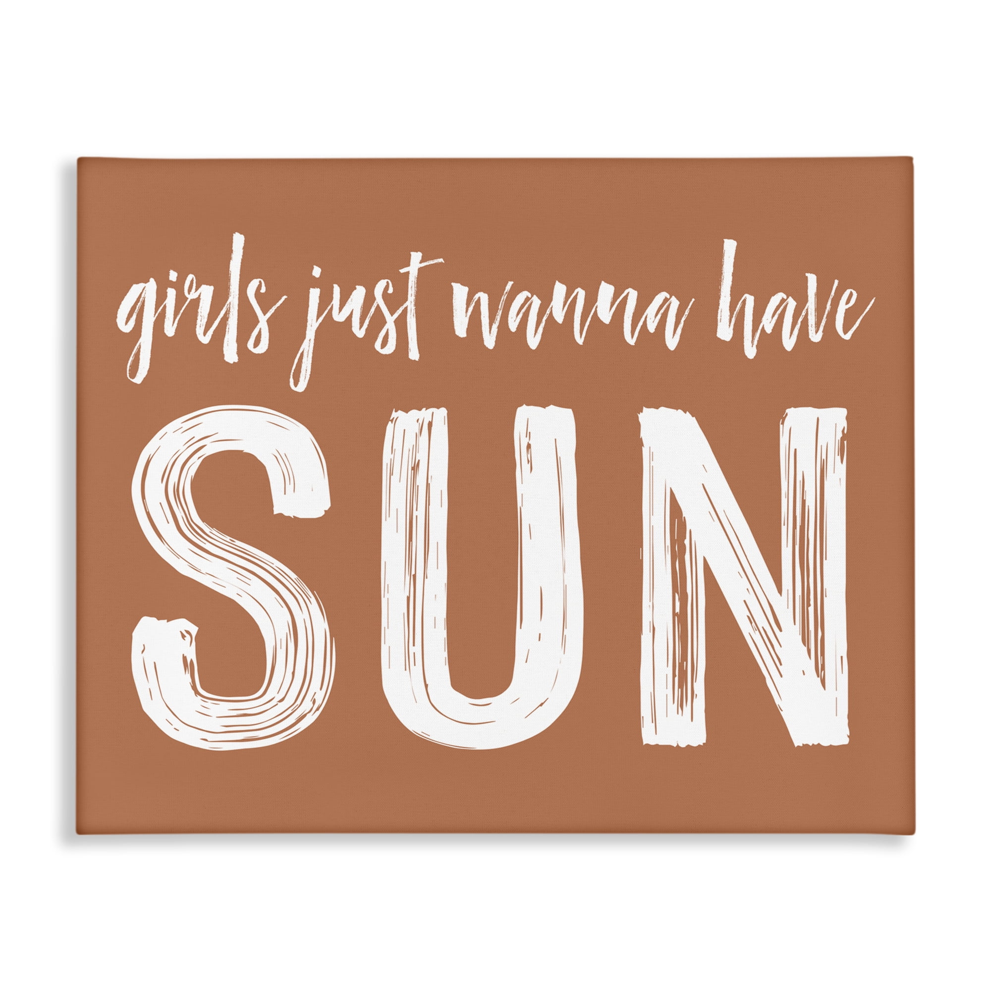 Girls Wanna Have Sun Brown Canvas Wall Art, design by Lettered and Lined