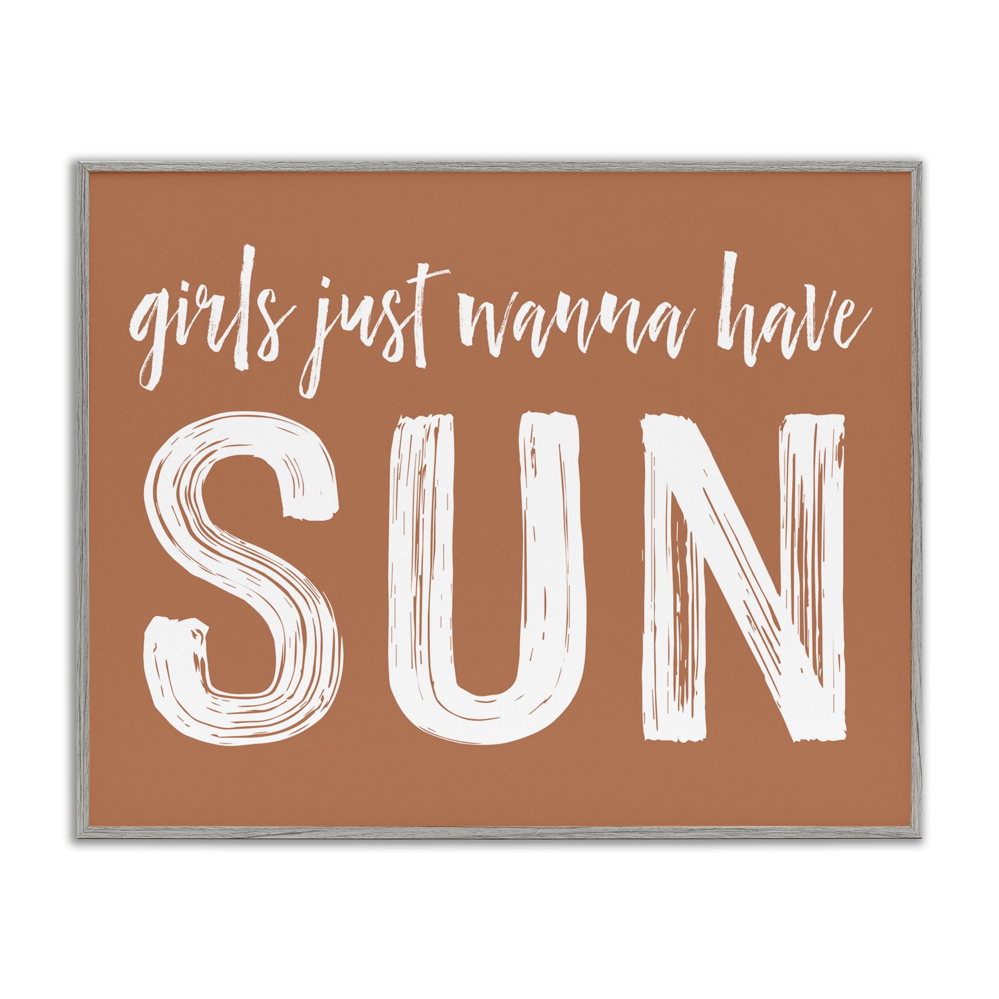 Girls Wanna Have Sun Brown Gray Framed Giclee Art, design by Lettered and Lined
