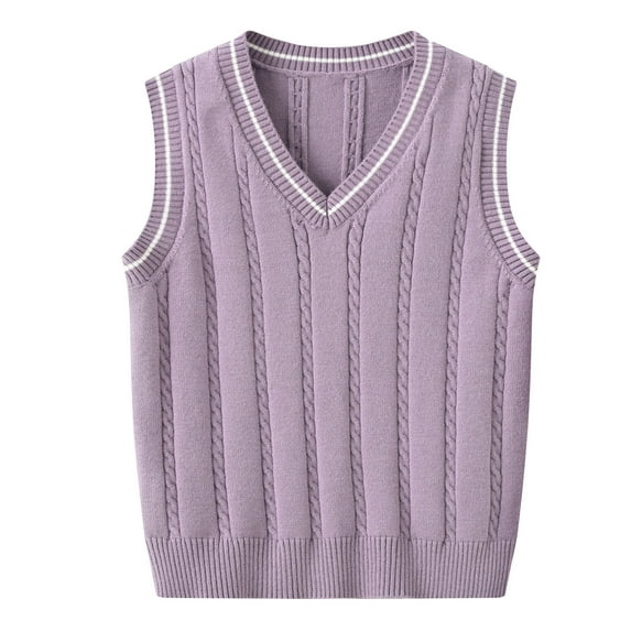 Girls Warm Knitted V Neck Vest Sweater Sleeveless Pullover Knitwear for Toddlers Cute Knit Tops for Kids