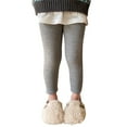 thumbnail image 1 of Girls Warm Leggings Cotton Fleece Thick Thermal Pants Basic Solid Color Elastic Waist Tights Toddler Kids Ankle Length Pants, 1 of 7