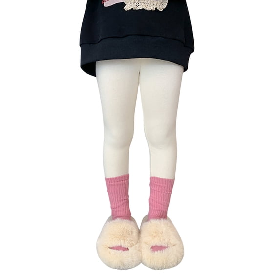 Girls Warm Leggings Cotton Fleece Thick Thermal Pants Elastic Waist Stretchy Tights Toddler Kids Basic Ankle Length Pants