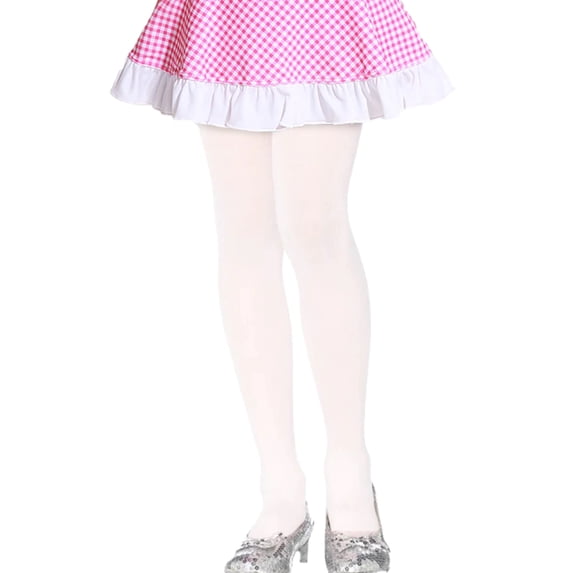 Girls Warm Plain Pull-On Full Footed Tights, White XS, 1-Pack