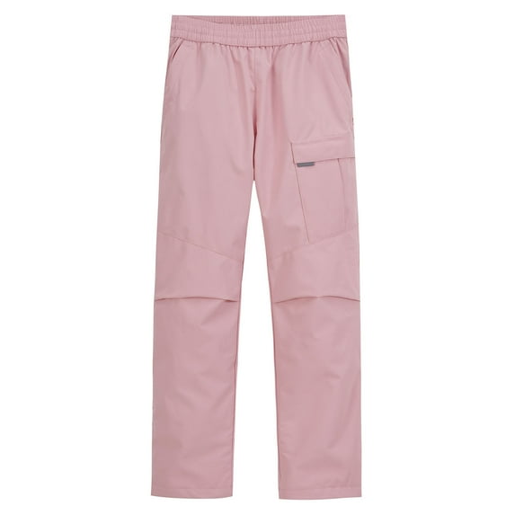 Girls' Warm Pull on Pants New Kids 3-in-1 Waterproof Snow Pants with Elastic Waistband Fleece Lined Windproof Ski Trousers for Boys and Girls Pinky S