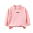 thumbnail image 1 of Girls Warm Undershirts Fleece Crew Neck Loose Fit Pullover Soft Long Sleeve Fall Winter Casual Outfits Pink 9-10Years, 1 of 6