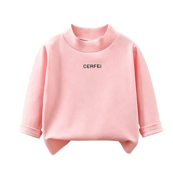 Girls Warm Undershirts Fleece Crew Neck Loose Fit Pullover Soft Long Sleeve Fall Winter Casual Outfits Pink 9-10Years