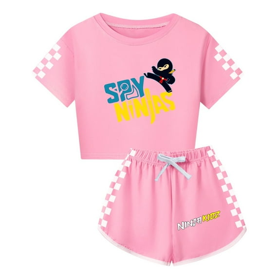 Girls Warrior Outfit – Kids Ninja Kidz 2-Piece Crop Top and Shorts Set – Play and Sportwear