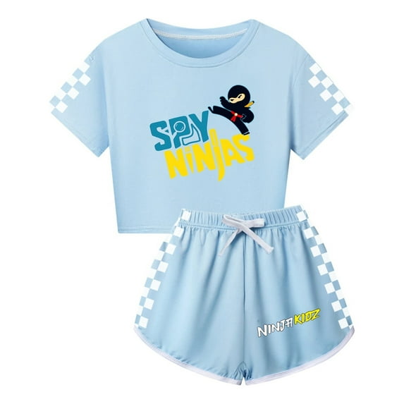 Girls Warrior Outfit – Kids Ninja Kidz 2-Piece Crop Top and Shorts Set – Play and Sportwear
