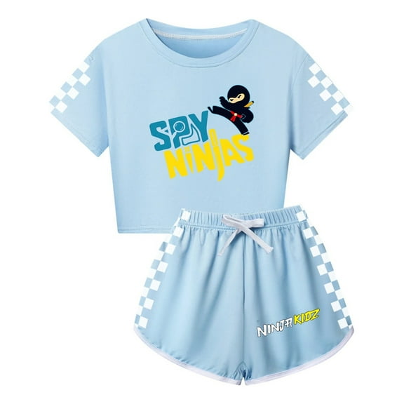 Girls Warrior Outfit – Kids Ninja Kidz 2-Piece Crop Top and Shorts Set – Play and Sportwear