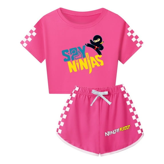 Girls Warrior Outfit – Kids Ninja Kidz 2-Piece Crop Top and Shorts Set – Play and Sportwear