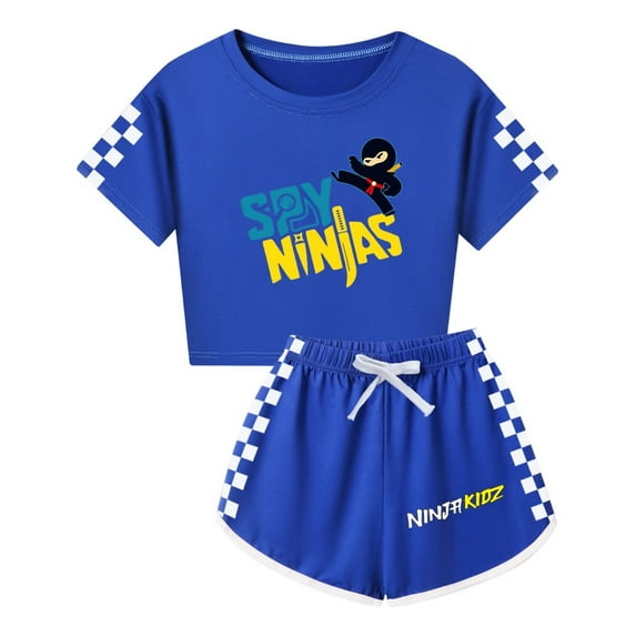 Girls Warrior Outfit – Kids Ninja Kidz 2-Piece Crop Top and Shorts Set – Play and Sportwear
