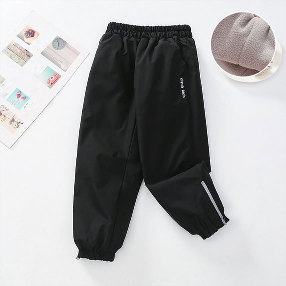 Girls Waterproof Fleece Lined Snow Pants, Winter Outdoor Ski Hiking Pants for Kids, Black,Size 7-8T