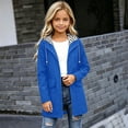 thumbnail image 1 of Girls Waterproof Hooded Jackets Mid to Long Length Solid Rain Jacket Lightweight Soft Lining Kids Windbreaker Rain Coats with Pockets Easy On/Off Design(Blue,11-12 Years), 1 of 5