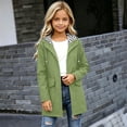 thumbnail image 1 of Girls Waterproof Hooded Jackets Mid to Long Length Solid Rain Jacket Lightweight Soft Lining Kids Windbreaker Rain Coats with Pockets Easy On/Off Design(Green,7-8 Years), 1 of 5