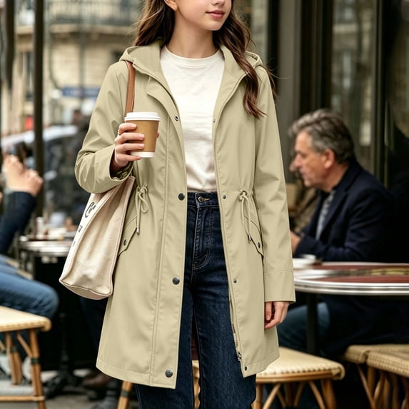 Girls Waterproof Jacket Coats Long Sleeve Hooded Outdoor Outwear Lining Interchange Jacket