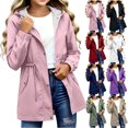 thumbnail image 1 of Girls Waterproof Windbreaker Kids Rain Jacket Size 10-12 Windproof Lightweight Hooded Raincoat Waterproof Zip up Button down Pockets Outdoor Girls Fashion Coat Pink 11-12 Years, 1 of 6