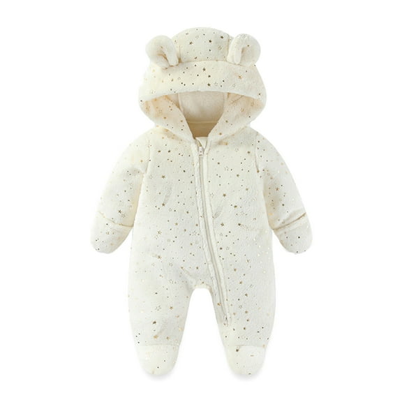 Girls Wear Winter Thermal Snowsuit For Girls Insulated Jumpsuit With Hood Outdoor Warm Wear Padded Romper White,59